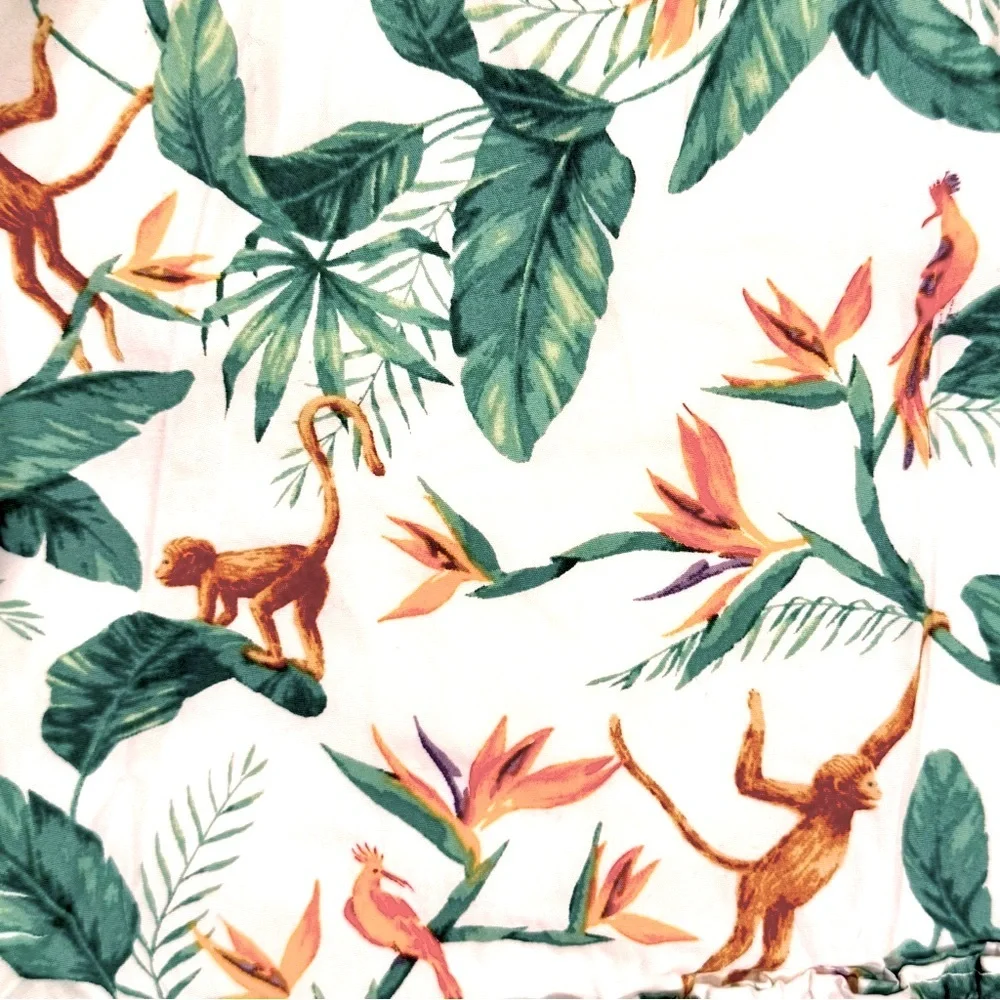 New Janie and Jack Tropical Dress Girls 12-18M Cotton Poplin Monkeys Bloomers